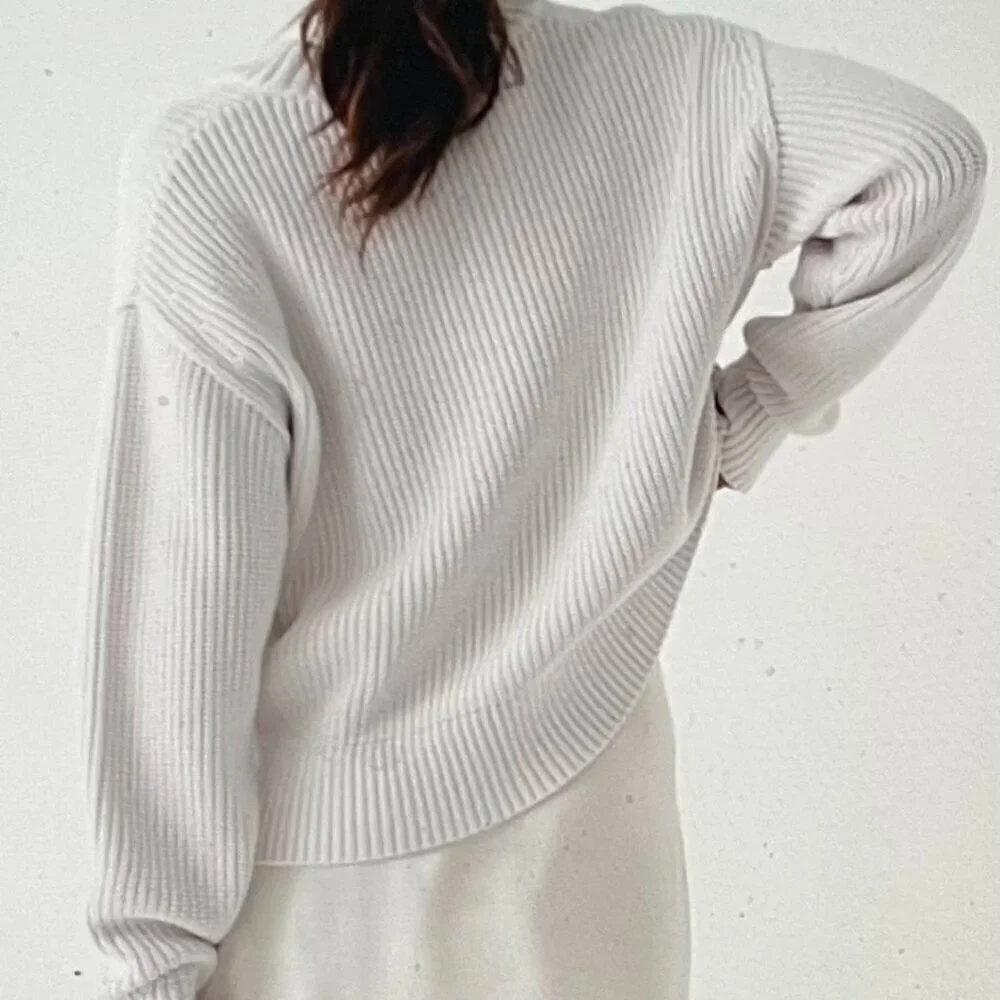 Rumored 'School's Out' Ecru Ripped Cropped Heavyweight Sweater Size L - Picture 2 of 8